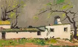 Piet van Heerden, Plaas Opstal met Hoenders (Farmhouse with Chickens)