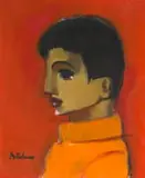 Carl Büchner, Donkerkop Seun met Oranje Trui (Dark Haired Boy with Orange Turtleneck)