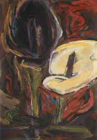 Nel Erasmus, Varkblom (Arum Lilies), 1995, oil on card