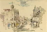 Distrik Ses (District Six) by Gregoire Boonzaier, ink, watercolour and charcoal on paper, sold Nov 2022