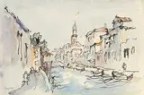 Venesië (Venice) by Gregoire Boonzaier, ink and watercolour on paper, sold Nov 2022