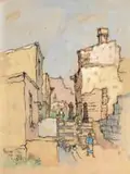Gregoire Boonzaier, Straatjie met Trappies, Distrik Ses Kaapstad (Street with Steps, District Six Cape Town)