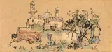 Moskee, Chapel Straat (Mosque, Chapel Street) by Gregoire Boonzaier, watercolour on card, sold Nov 2022