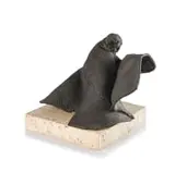 Rhona Stern, Bird Grooming, bronze, on a travetine marble base