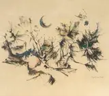 Paul du Toit, Sederberg Bome en Maan (Cedarberg Trees and Moon)