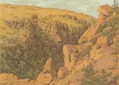 Erich Mayer, Rustenburg Kloof, pastel and pencil on paper laid down on board