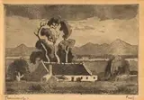 Jacobus Hendrik Pierneef, Cape Dutch Homestead, etching on paper