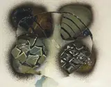 Christo Coetzee, Espagne, 4 Hyper R Spanish Stones, mixed media and collage on paper