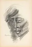 Carl Büchner, Portrait of a Young Boy, pencil on paper