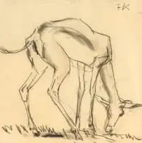 Fritz Krampe, Springbok, charcoal on paper