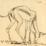 Fritz Krampe, Springbok, charcoal on paper