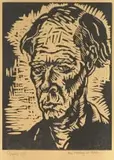 Gregoire Boonzaier, Selfportret (Self Portrait), linocut on brown paper