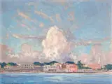 Mozambique by Jacobus Hendrik Pierneef, oil on board, sold Mar 2023