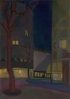 Ruth Everard Haden, Rue de la Grande-Chaumière at Night, oil on canvas