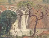 Waterval (Waterfall) by Jacobus Hendrik Pierneef, oil on canvas, sold Mar 2023