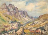 Bainskloof by Hugo Naude, oil on canvas laid down on board, sold Mar 2023