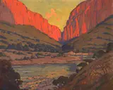 Red Kloof by Jacobus Hendrik Pierneef, oil on board, sold Mar 2023