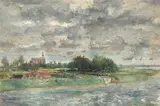 Richard Eurich, Landscape with River, oil on canvas