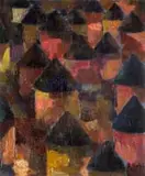 François Krige, Huts in a Landscape, oil on board