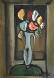 Pranas Domšaitis, Still Life with Vase and Flowers, oil on board