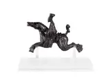 Deborah Bell, Horse and Rider IV, 2008, bronze with a dark brown patina on an acrylic base