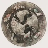William Kentridge, Tondo, soft ground etching, dry point and chine collé