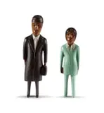 Figures, two by Mashego Johannes Segogela, carved and painted wood, offered Feb 2023