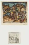 Alexis Preller, Three Swazi Women; Three Swazi Women Preparatory Sketch, oil and pencil on paper