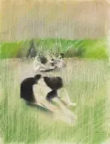 Lionel Abrams, Le Déjeuner sur l'Herbe, pastel on brown paper