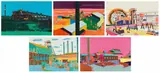 Belfast Coal Mine – Transvaal; Jumpers Deep G. M. Coy – Johannesburg.; New Comet G. M. Coy.; Cyanide Works – Angelo and Driefontein G. M. Coy; Luiperd's Veei Estate G. M. Coy Near Krugersdop, five by Walter Battiss, colour screenprint on paper, sold Feb 2023