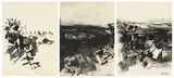Fred Schimmel, Black and White Compositions, three, screenprint on paper