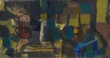 Blazenka de Baikow, Still Life With a Kettle, Jug and Bottles, oil on canvas