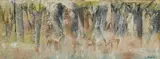 Gordon Vorster, Springboks in a Landscape, oil on board
