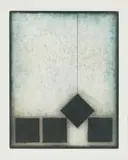 Douglas Portway, Abstract with Black Squares, colour etching and aquatint on paper