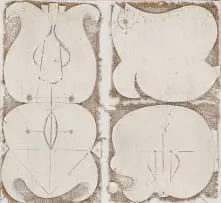 Sidney Goldblatt, Four Forms, linoleum on hessian on canvas