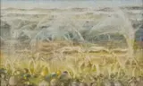 Gordon Vorster, Abstract Landscape with Herd, watercolour on canvas