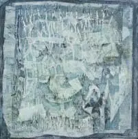Thijs Nel, Abstract in Blue and White, oil on canvas