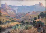 Amphitheatre, Drakensberg by Hugo Naude, oil on artist’s board, sold Feb 2023