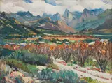 Landscape with Distant Mountains by Hugo Naude, oil on board, sold Feb 2023