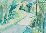 Blue and Green Landscape by Maud Sumner, watercolour on paper, sold Feb 2023