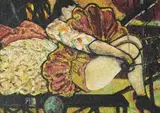 Deborah Bell, The Swing, 1986, oil on cottonwool paper, handmade by the artist, laid down on board