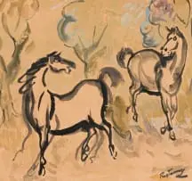 Reginald Turvey, Horses, watercolour on paper