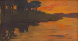 Allerley Glossop, River Bank at Sunset, oil on canvas board