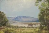 Edward Roworth, Landscape with Lake, oil on board