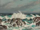 George William Pilkington, Waves Breaking on Rocks