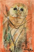 Owl by Jack Lugg, oil on paper, sold Feb 2023