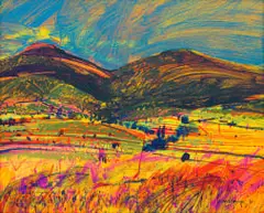 Paul Blomkamp, Landscape Magaliesberg, acrylic on board