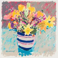 Paul Blomkamp, Flowers in a Vase, oil on paper