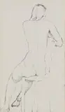 Maud Sumner, Profile of a Seated Nude, pen and ink on paper