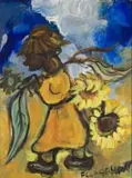 Sunflower Harvester by Frans Claerhout, oil on board, sold Feb 2023